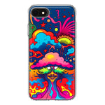 Apple iPhone SE 2nd 3rd Generation Neon Rainbow Psychedelic Trippy Hippie Bomb Star Dream Hybrid Protective Phone Case Cover