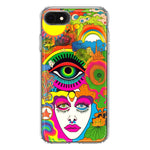 Apple iPhone SE 2nd 3rd Generation Neon Rainbow Psychedelic Trippy Hippie DaydreamHybrid Protective Phone Case Cover