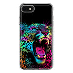 Apple iPhone 6/7/8/SE 2020/SE 3 2022 Neon Rainbow Glow Colorful Leopard Hybrid Protective Phone Case Cover