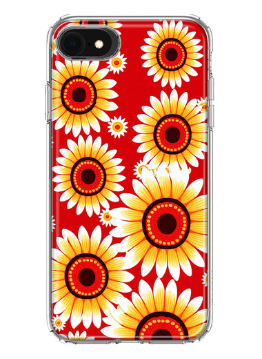 Apple iPhone 6/7/8/SE 2020/SE 3 2022 Yellow Sunflowers Polkadot on Red Double Layer Phone Case Cover