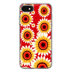 Apple iPhone 6/7/8/SE 2020/SE 3 2022 Yellow Sunflowers Polkadot on Red Double Layer Phone Case Cover