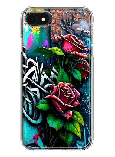 Apple iPhone SE 2nd 3rd Generation Red Roses Graffiti Painting Art Hybrid Protective Phone Case Cover
