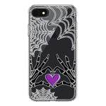 Apple iPhone SE 2nd 3rd Generation Halloween Skeleton Heart Hands Spooky Spider Web Hybrid Protective Phone Case Cover