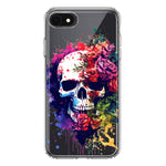 Apple iPhone SE 2nd 3rd Generation Fantasy Skull Red Purple Roses Hybrid Protective Phone Case Cover