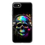 Apple iPhone SE 2nd 3rd Generation Fantasy Skull Headphone Colorful Pop Art Hybrid Protective Phone Case Cover