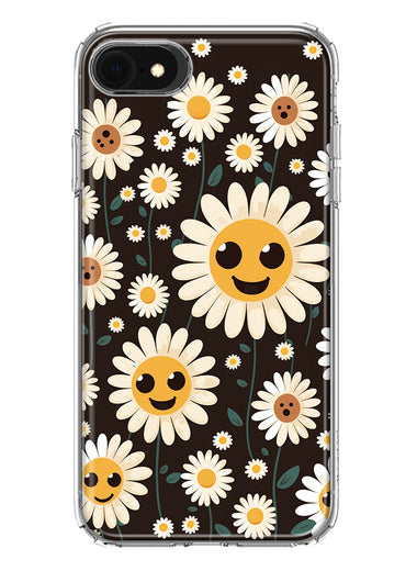 Apple iPhone 6/7/8/SE 2020/SE 3 2022 Cute Smiley Face White Daisies Double Layer Phone Case Cover