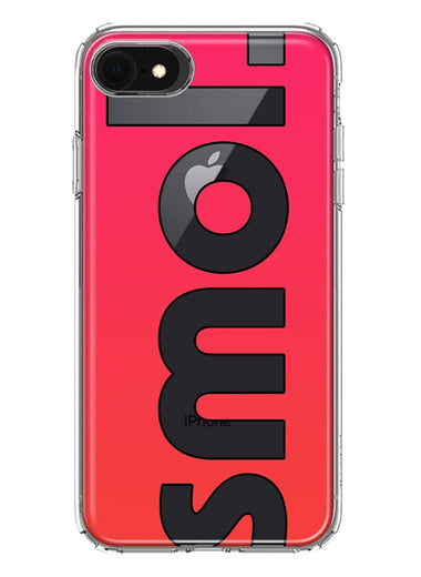 Apple iPhone SE 2nd 3rd Generation Red Pink Clear Funny Text Quote Smol Hybrid Protective Phone Case Cover
