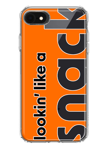 Apple iPhone SE 2nd 3rd Generation Orange Clear Funny Text Quote Snack Hybrid Protective Phone Case Cover