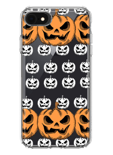 Apple iPhone SE 2nd 3rd Generation Halloween Spooky Horror Scary Jack O Lantern Pumpkins Hybrid Protective Phone Case Cover