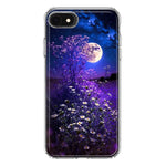 Apple iPhone SE 2nd 3rd Generation Spring Moon Night Lavender Flowers Floral Hybrid Protective Phone Case Cover