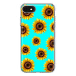 Apple iPhone 6/7/8/SE 2020/SE 3 2022 Yellow Sunflowers Polkadot on Turquoise Teal Double Layer Phone Case Cover