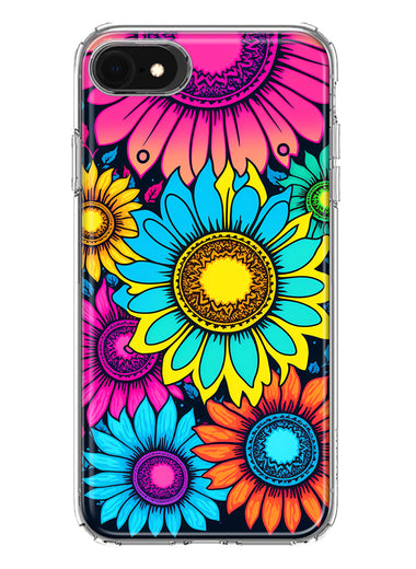 Apple iPhone 6/7/8/SE 2020/SE 3 2022 Vintage Colorful Abstract Sunflowers Floral Double Layer Phone Case Cover
