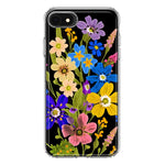 Apple iPhone SE 2nd 3rd Generation Blue Yellow Vintage Spring Wild Flowers Floral Hybrid Protective Phone Case Cover