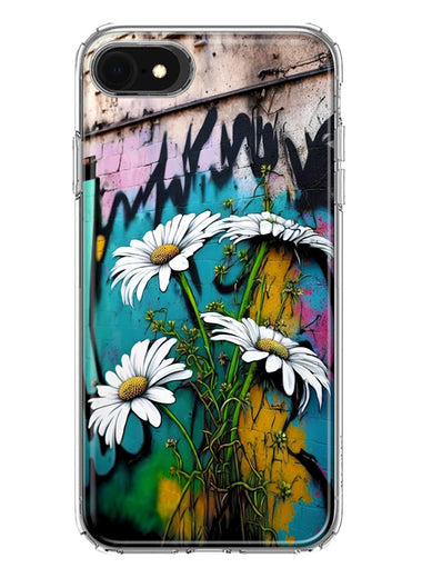 Apple iPhone SE 2nd 3rd Generation White Daisies Graffiti Wall Art Painting Hybrid Protective Phone Case Cover