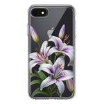 Apple iPhone 6/7/8/SE 2020/SE 3 2022 White Lavender Lily Purple Flowers Floral Hybrid Protective Phone Case Cover