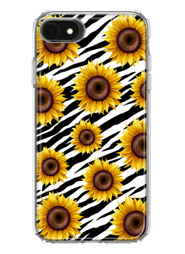 Apple iPhone 6/7/8/SE 2020/SE 3 2022 White Zebra Sunflowers Polkadots Double Layer Phone Case Cover