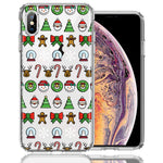 Apple iPhone XS/X Classic Christmas Polka Dots Santa Snowman Reindeer Candy Cane Design Double Layer Phone Case Cover