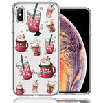 Apple iPhone XS Max Coffee Lover Valentine's Hearts Pink Drink Latte Double Layer Phone Case Cover