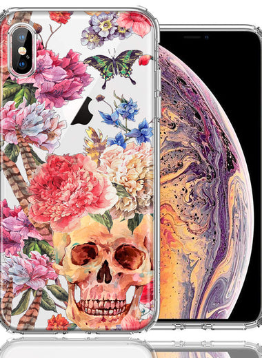 For Apple iPhone Xs/X Indie Spring Peace Skull Feathers Floral Butterfly Flowers Phone Case Cover