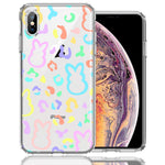 Apple iPhone XS/X Leopard Easter Bunny Candy Colorful Rainbow Double Layer Phone Case Cover