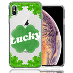 Apple iPhone XS/X Lucky St Patrick's Day Shamrock Green Clovers Double Layer Phone Case Cover