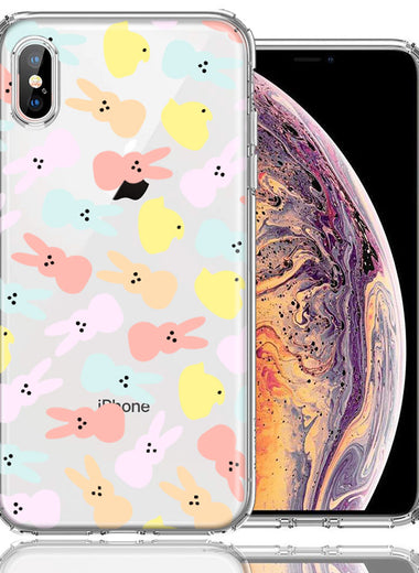 Apple iPhone XS/X Pastel Easter Polkadots Bunny Chick Candies Double Layer Phone Case Cover
