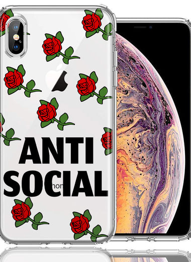 Apple iPhone XS/X Anti Social Roses Design Double Layer Phone Case Cover