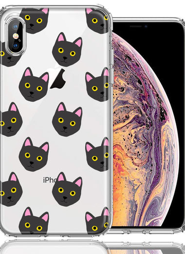 Apple iPhone XS/X Black Cat Polkadots Design Double Layer Phone Case Cover