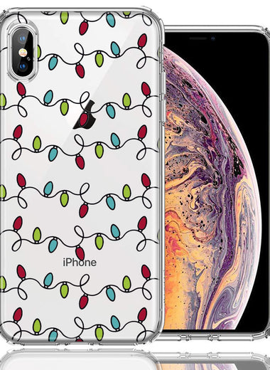 Apple iPhone XS/X Vintage Christmas Lights Design Double Layer Phone Case Cover