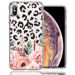 For Apple iPhone Xs/X Classy Blush Peach Peony Rose Flowers Leopard Phone Case Cover
