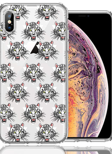 Apple iPhone XS/X Fierce Tiger Polkadots Design Double Layer Phone Case Cover