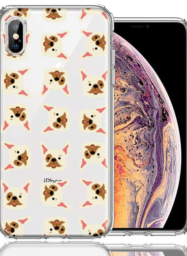 Apple iPhone XS/X Frenchie Bulldog Polkadots Design Double Layer Phone Case Cover