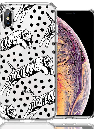 Apple iPhone XS/X Tiger Polkadots Design Double Layer Phone Case Cover