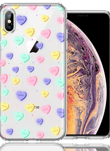 Apple iPhone XS/X Valentine's Day Heart Candies Polkadots Design Double Layer Phone Case Cover