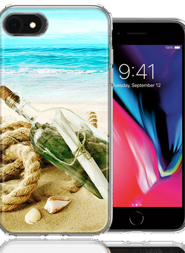 Apple iPhone 7/8/SE Beach Message Bottle Design Double Layer Phone Case Cover