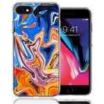 Apple iPhone 7/8/SE Blue Orange Abstract Design Double Layer Phone Case Cover