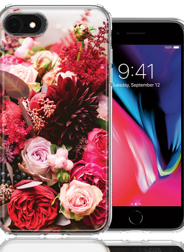 Apple iPhone 7/8/SE Colorful Flowers Design Double Layer Phone Case Cover