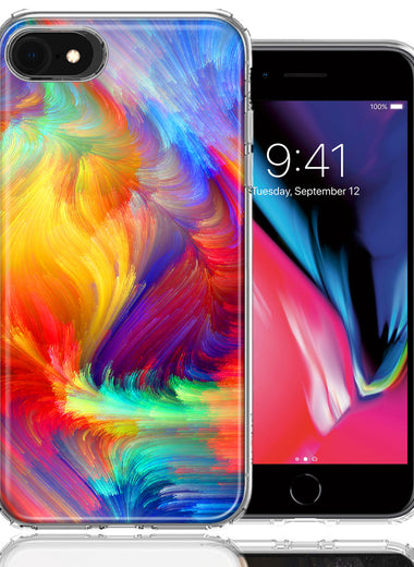 Apple iPhone 7/8/SE Feather Paint Design Double Layer Phone Case Cover