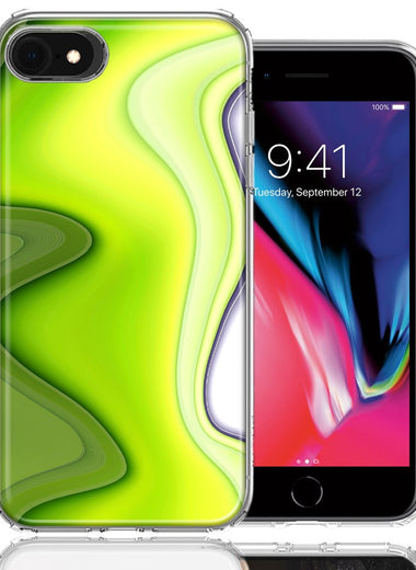 Apple iPhone 7/8/SE Green White Abstract Design Double Layer Phone Case Cover