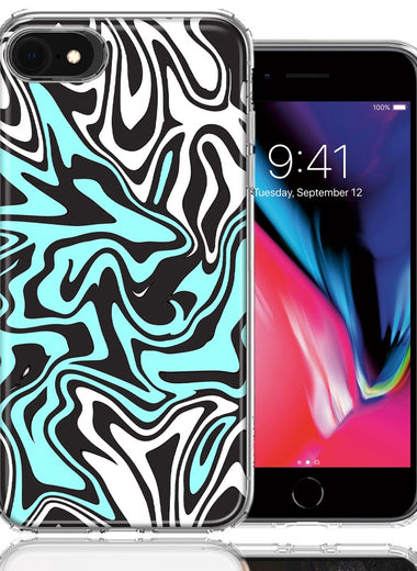 Apple iPhone 7/8/SE Mint Black Abstract Design Double Layer Phone Case Cover