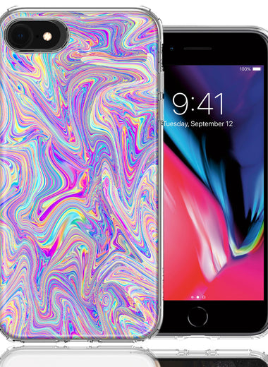 Apple iPhone 7/8/SE Paint Swirl Design Double Layer Phone Case Cover