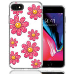 Apple iPhone 7/8/SE Pink Daisy Flower Design Double Layer Phone Case Cover