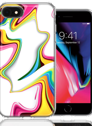 Apple iPhone 7/8/SE Rainbow Abstract Design Double Layer Phone Case Cover