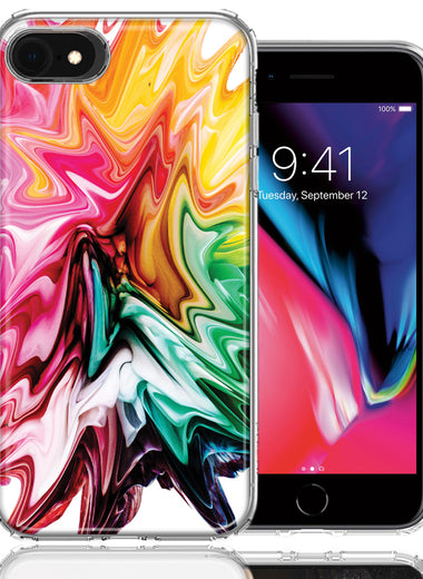 Apple iPhone 7/8/SE Rainbow Flower Abstract Design Double Layer Phone Case Cover