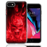 Apple iPhone 7/8/SE Red Flaming Skull Design Double Layer Phone Case Cover