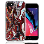 Apple iPhone 7/8/SE Red White Abstract Design Double Layer Phone Case Cover