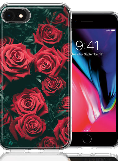 Apple iPhone 7/8/SE Red Roses Design Double Layer Phone Case Cover