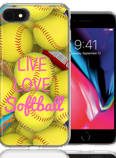 Apple iPhone 7/8/SE Love Softball Design Double Layer Phone Case Cover