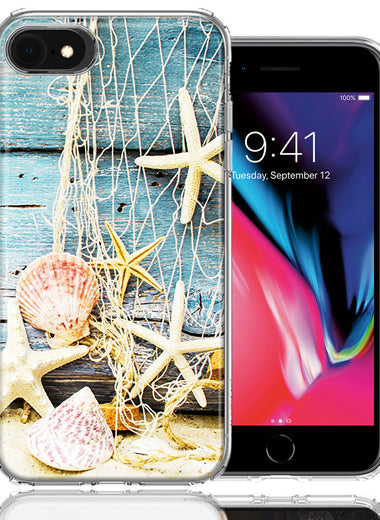 Apple iPhone 7/8/SE Starfish Net Design Double Layer Phone Case Cover