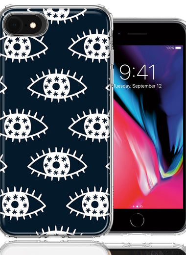 Apple iPhone 7/8/SE Starry Evil Eyes Design Double Layer Phone Case Cover